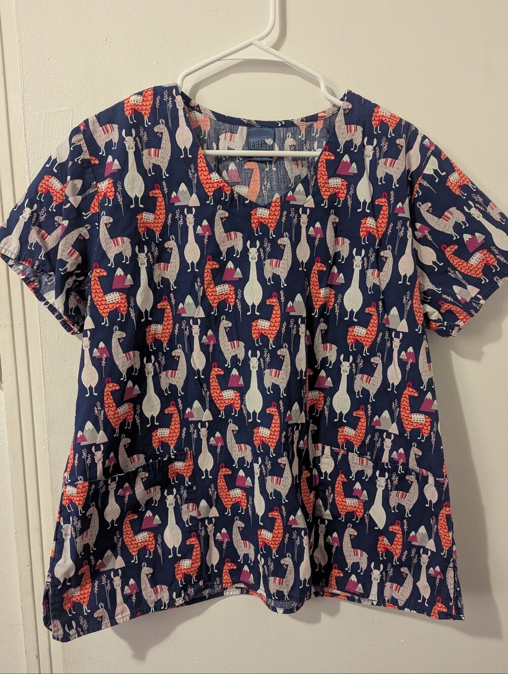 Llama Print Scrub Top